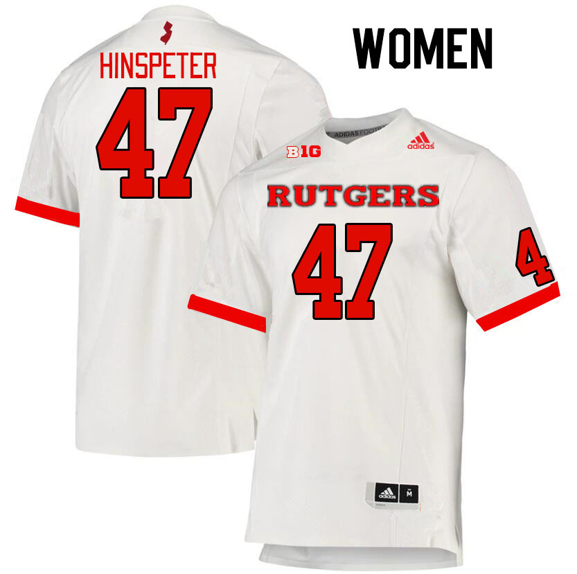 Women #47 Timmy Hinspeter Rutgers Scarlet Knights College Football Jerseys Stitched Sale-White - Click Image to Close